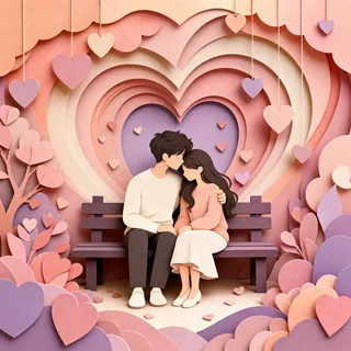 AI couple cartoon generator Anime template: Paper Hearts Bench