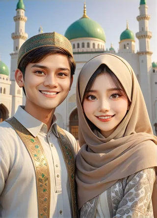 AI couple avatar maker template: cultural travel couple avatar