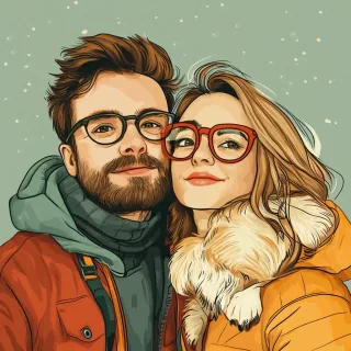 AI couple avatar maker template: hand-painted gift couple