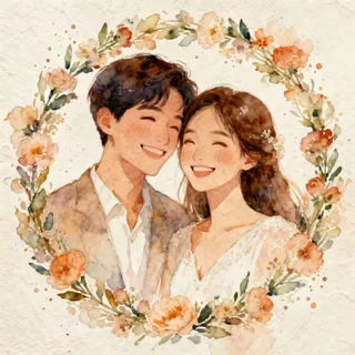 AI couple avatar maker template: watercolor floral couple
