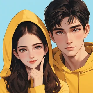 AI couple avatar maker template: yellow couple costume avatar