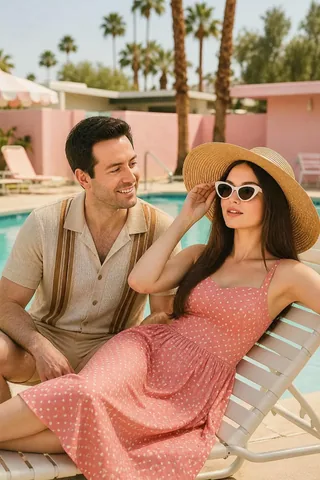 AI portrait generator Retro Poolside Getaway Retro Pool Lounge