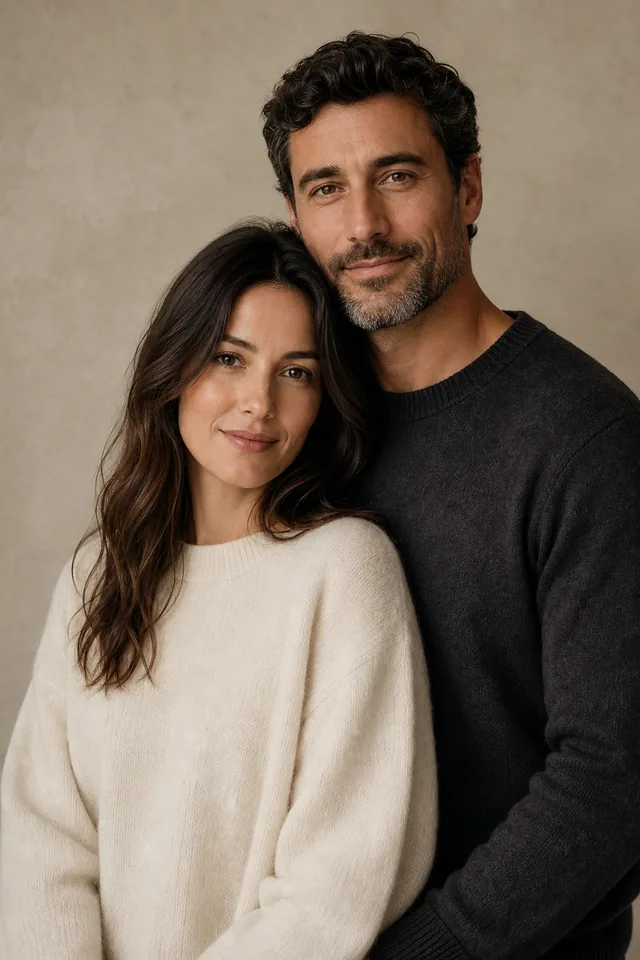 AI couple portrait generator Studio template: Minimal Neutral Couple Portrait