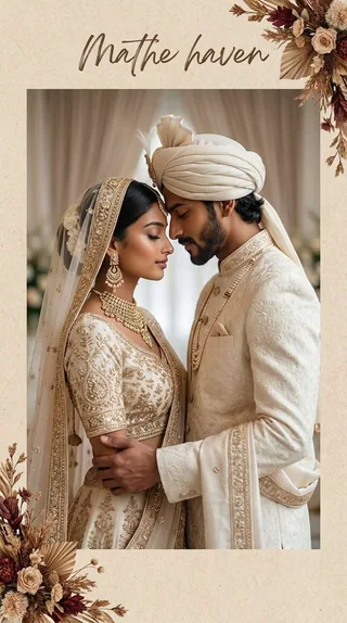 AI wedding photo generator template: Indian wedding embrace