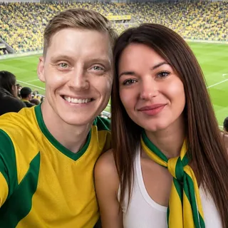 AI couple photo generator Worldcup template: Stadium Selfie Couple